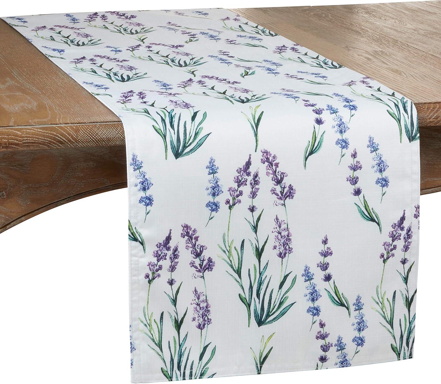 SARO  16 x 90 in. Oblong Table Runner with Lavender Design