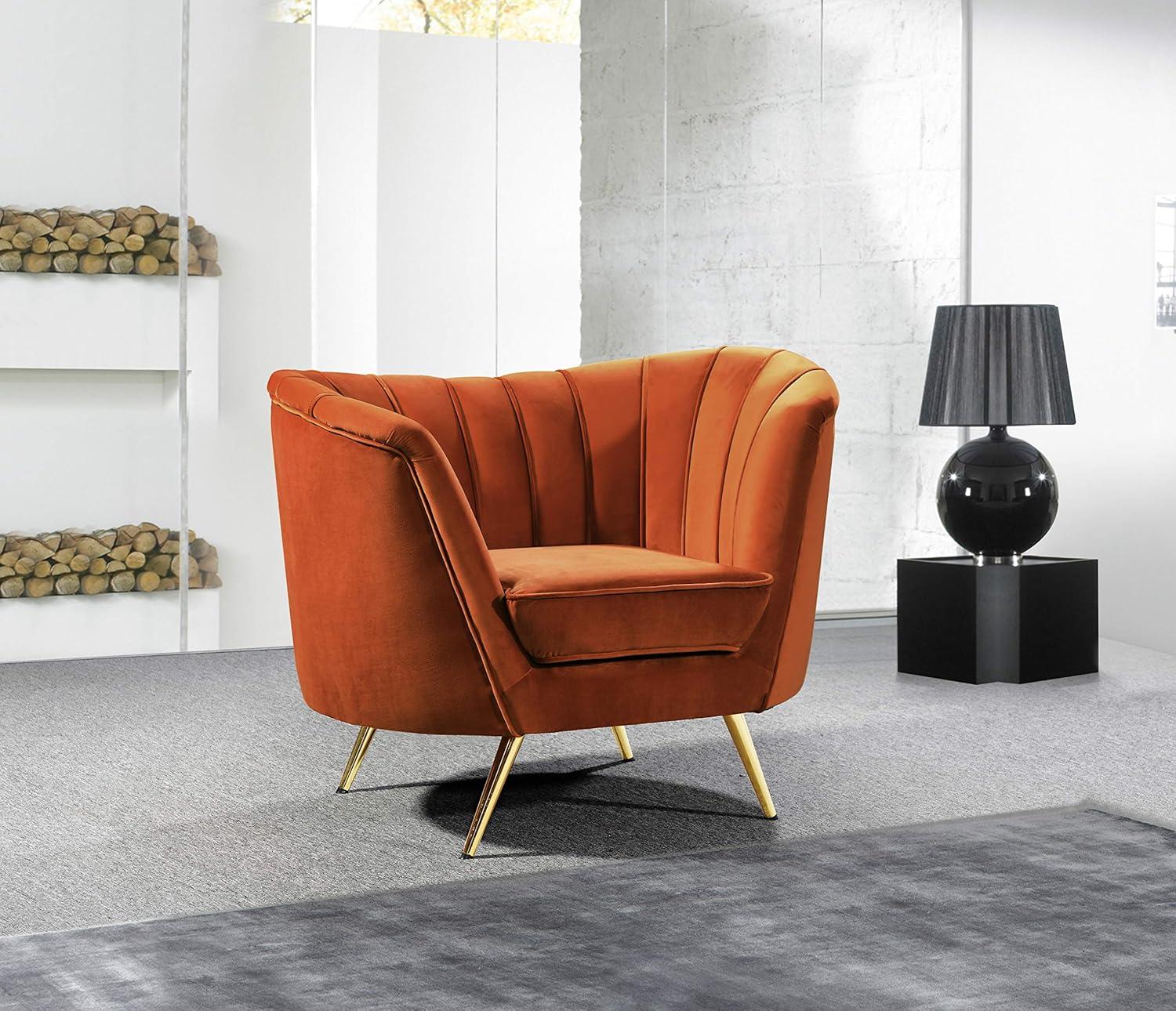 Meridian Furniture Margo Silla de Terciopelo Coñac