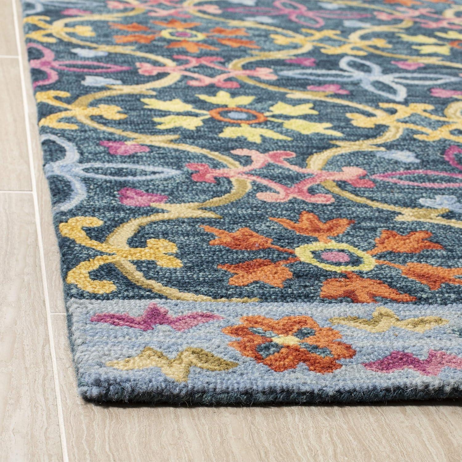 Suzani SZN310 Hand Hooked Indoor Accent Rug - Blue/Multi - 3'x5' - Safavieh