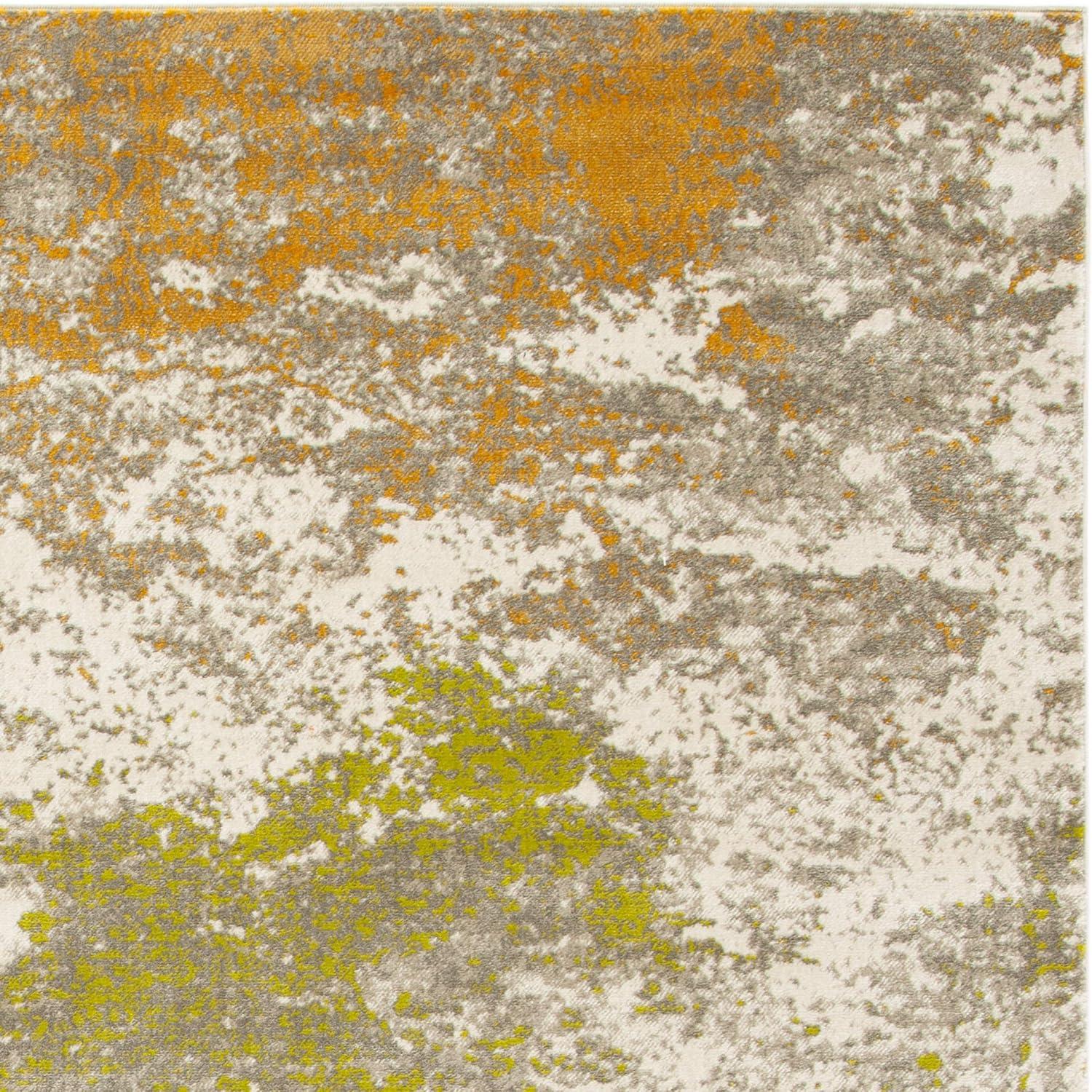 Gray Abstract Stain-Resistant Synthetic Square Rug 80" x 80"