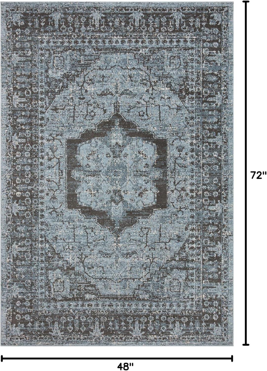 Sky Charcoal 4' x 6' Synthetic Stain-Resistant Area Rug