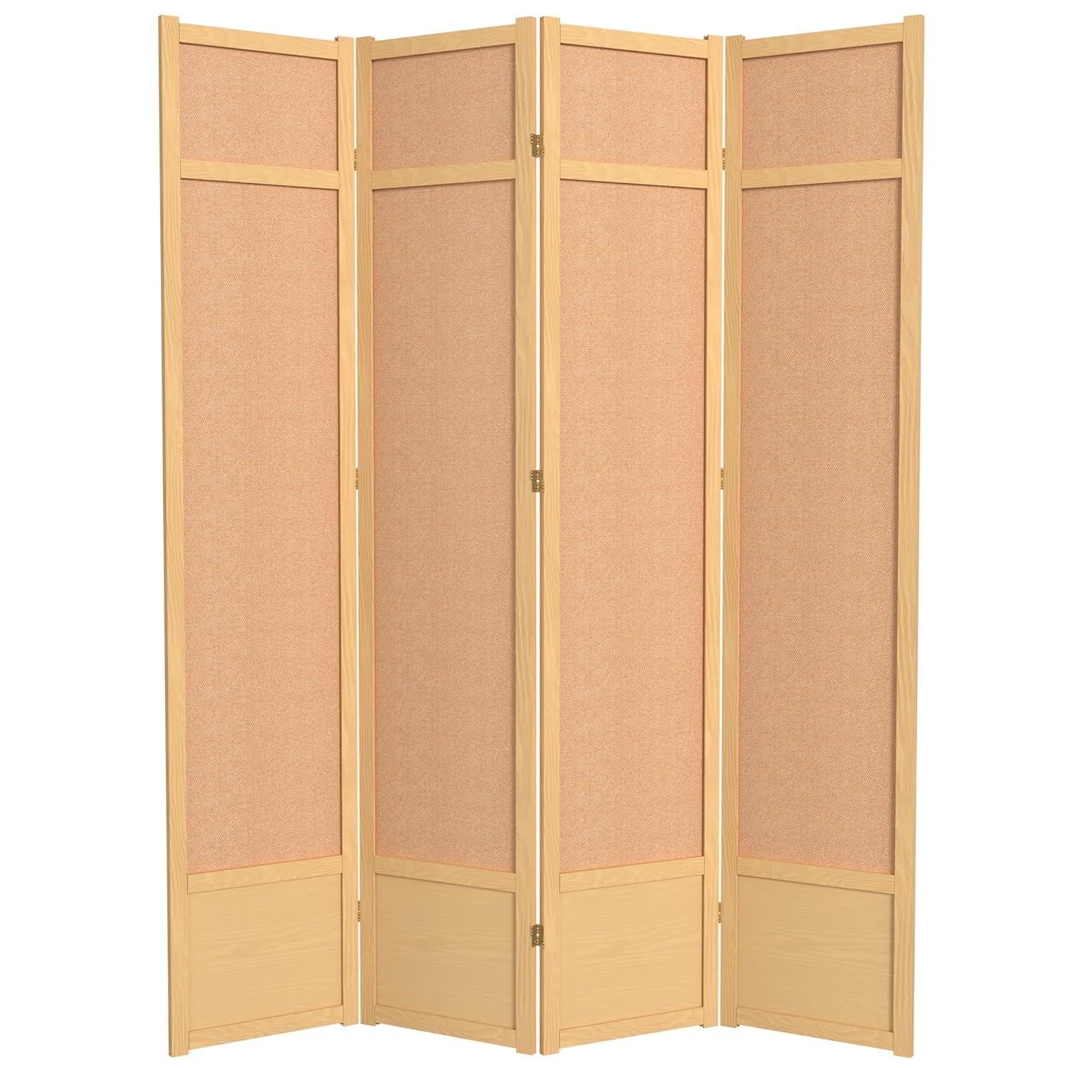 Oriental Furniture 7 Ft Tall Jute Shoji Screen, natural, 3 panel