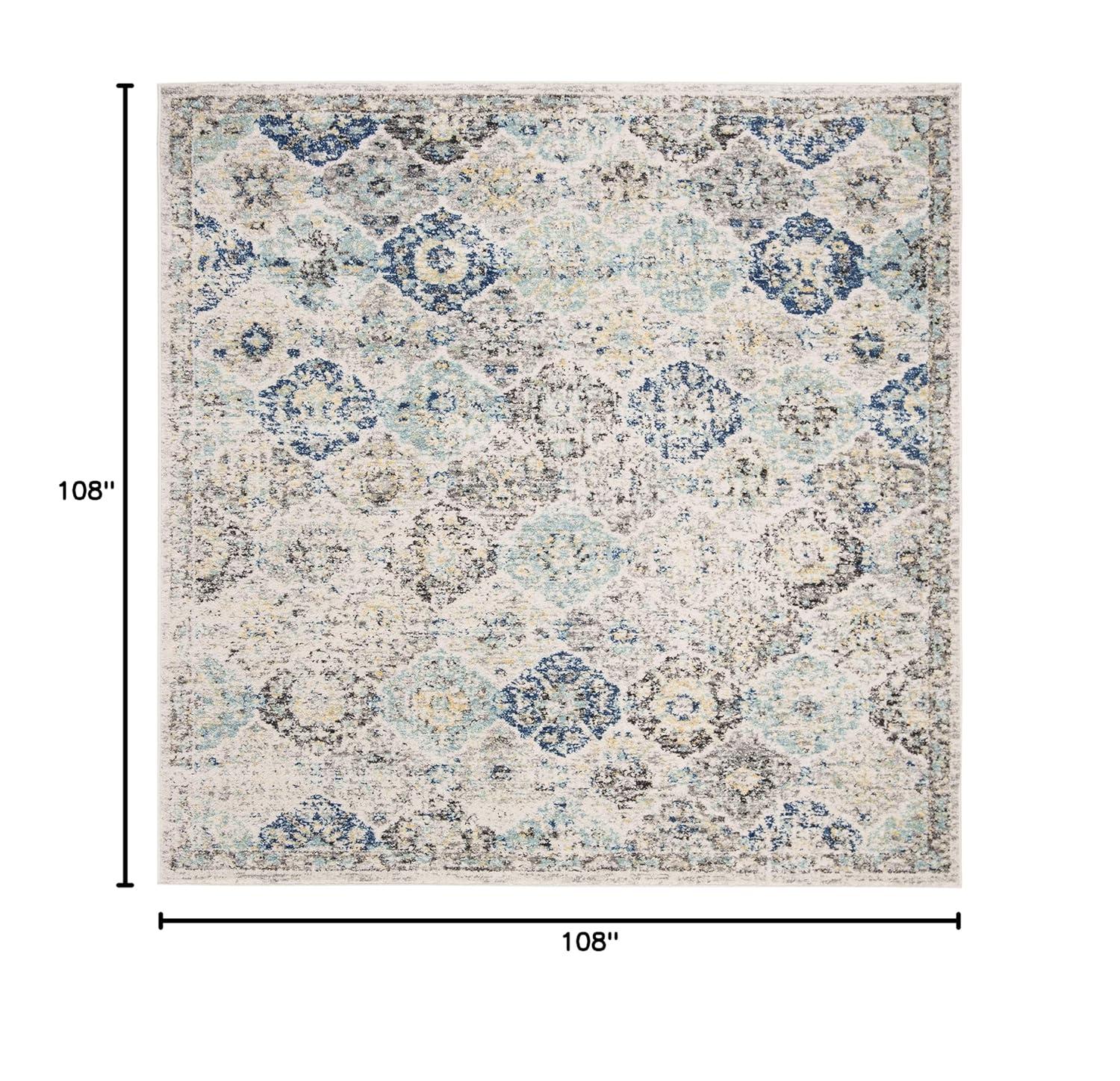 Madison MAD611 Power Loomed Indoor Area Rug - Ivory/Aqua - 9'x9' - Safavieh