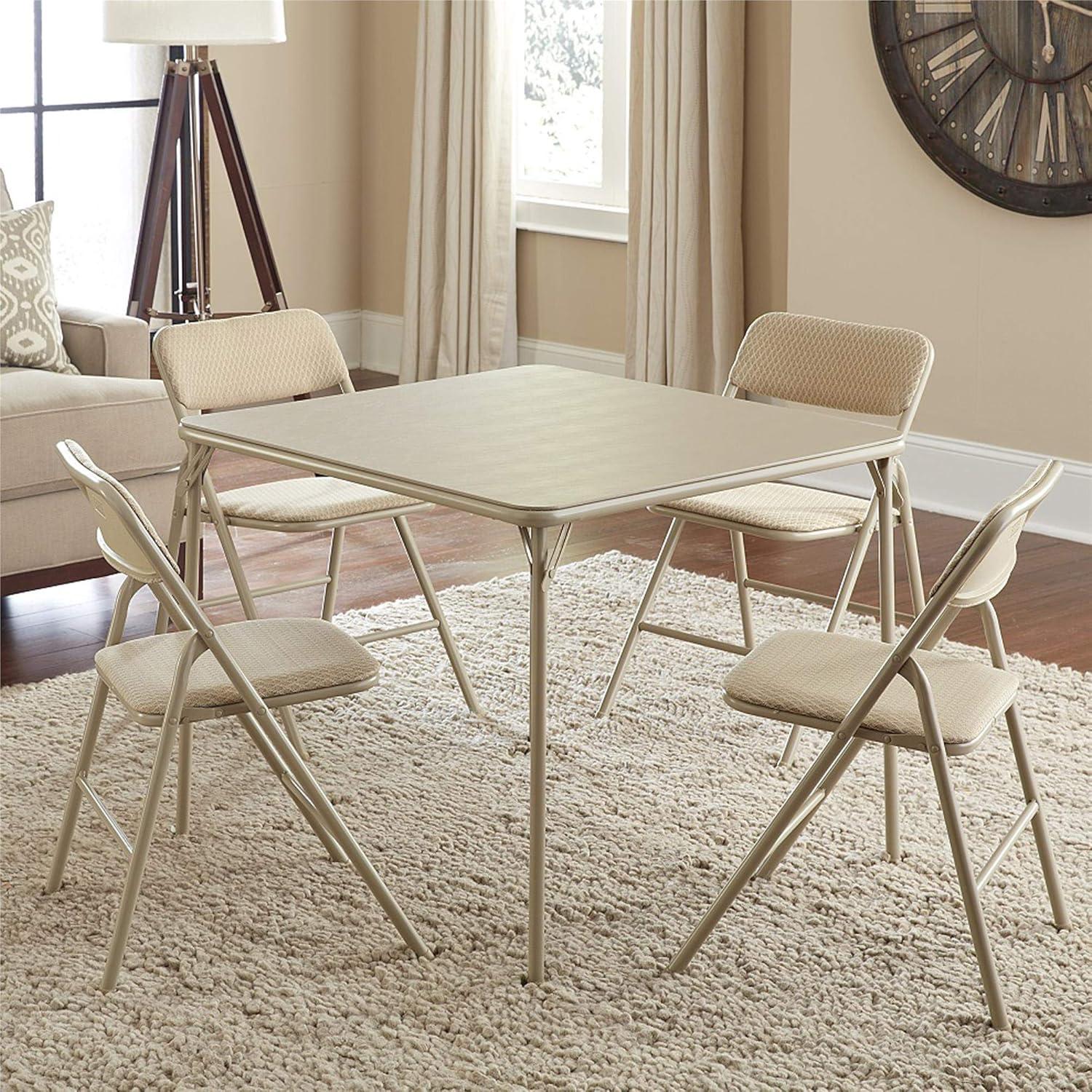 COSCO 5-Piece Folding Table and Chair Set, Tan