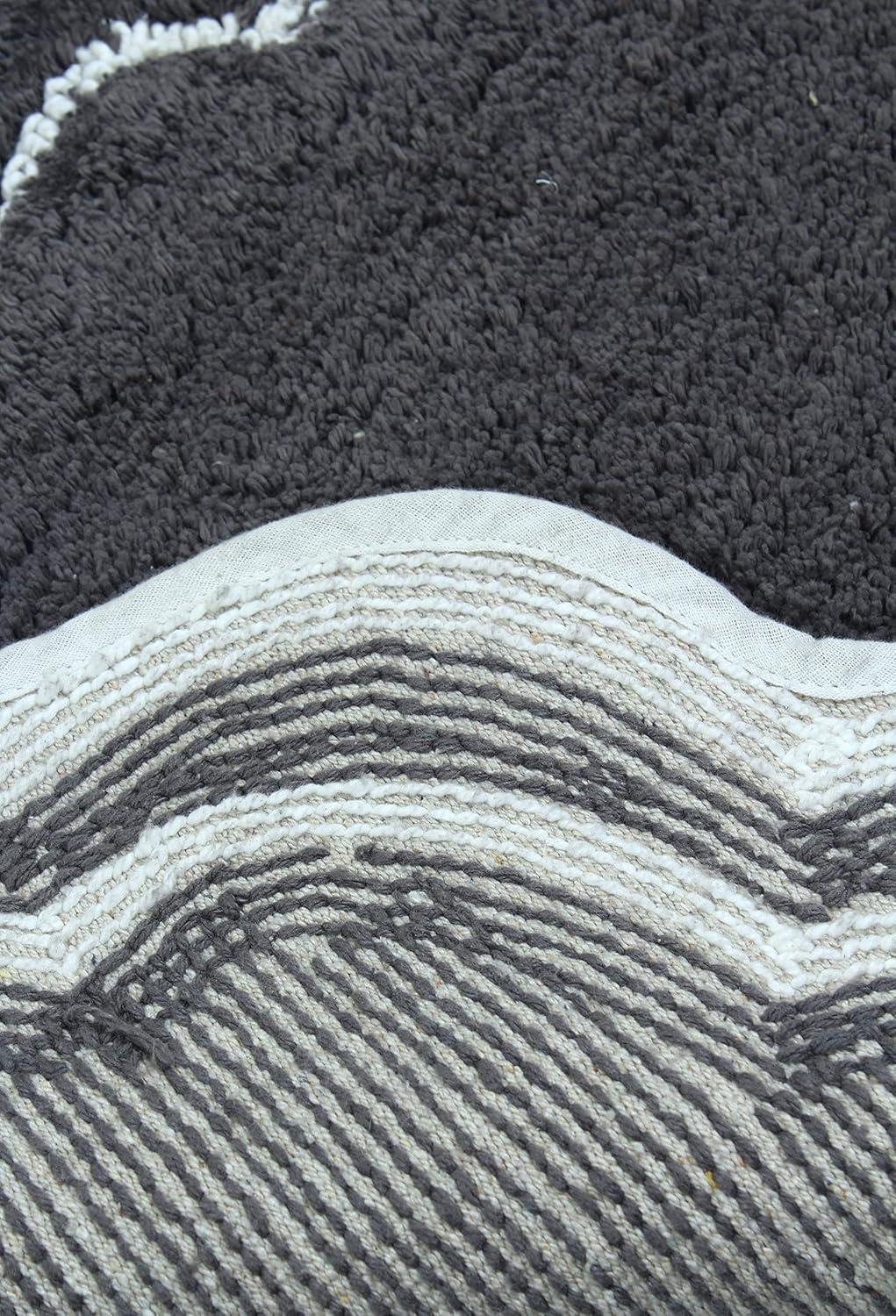 Modern Fluffy Tufted Cotton Bath Mat 21" x 34" in Dark Gray