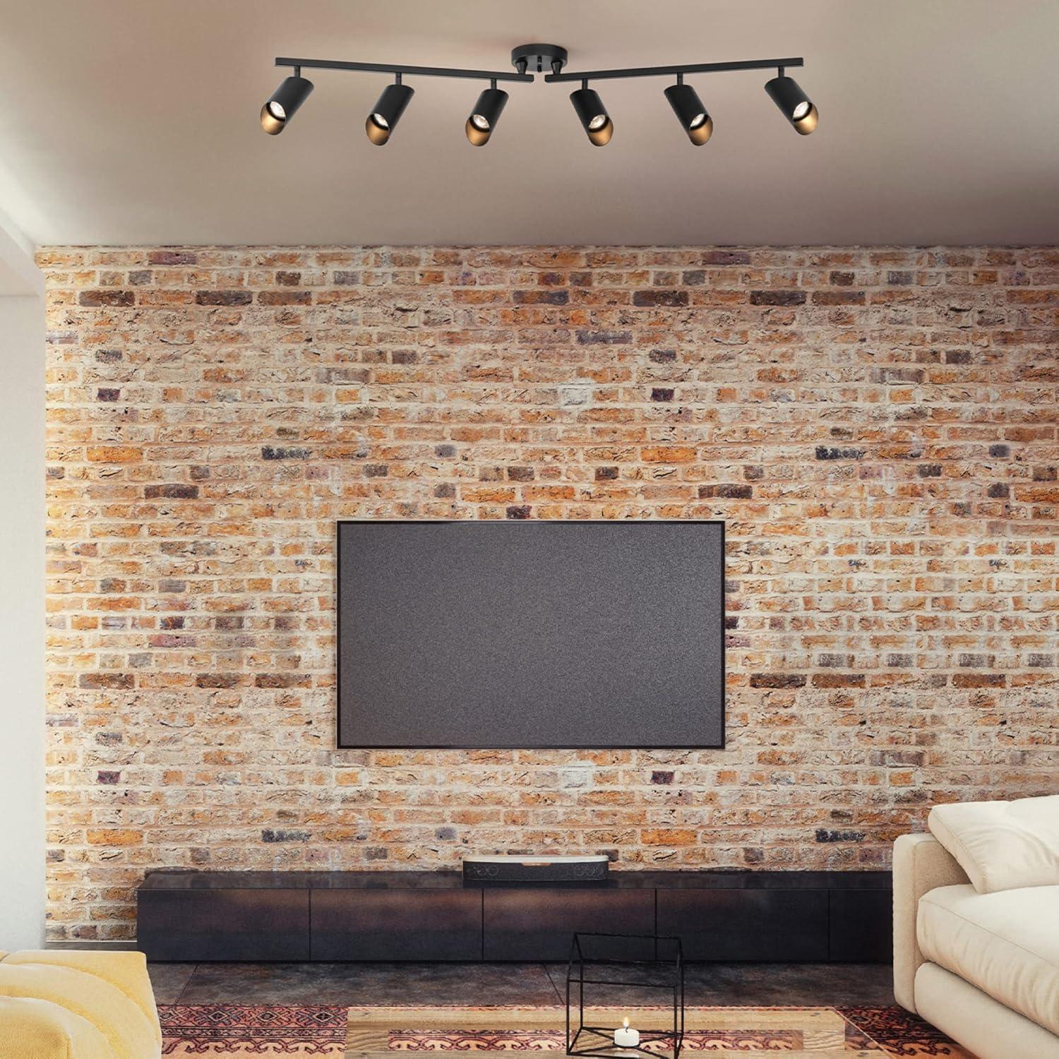Modern 3.8 ft. Matte Black Foldable Hard Wired Indoor Track Lighting Kit with Adjustable Step Heads