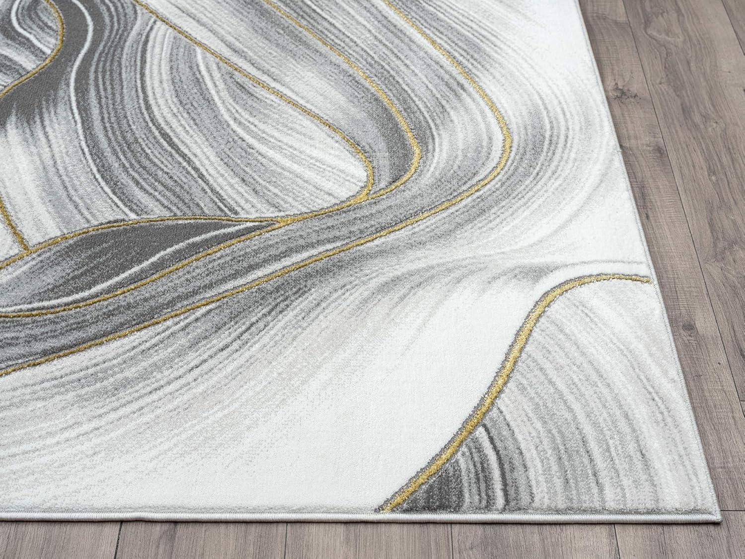 Abani Luna Collection Area Rug Mid Century Modern Bedroom Living Room Decor Floor Rug 6 x 9 Grey