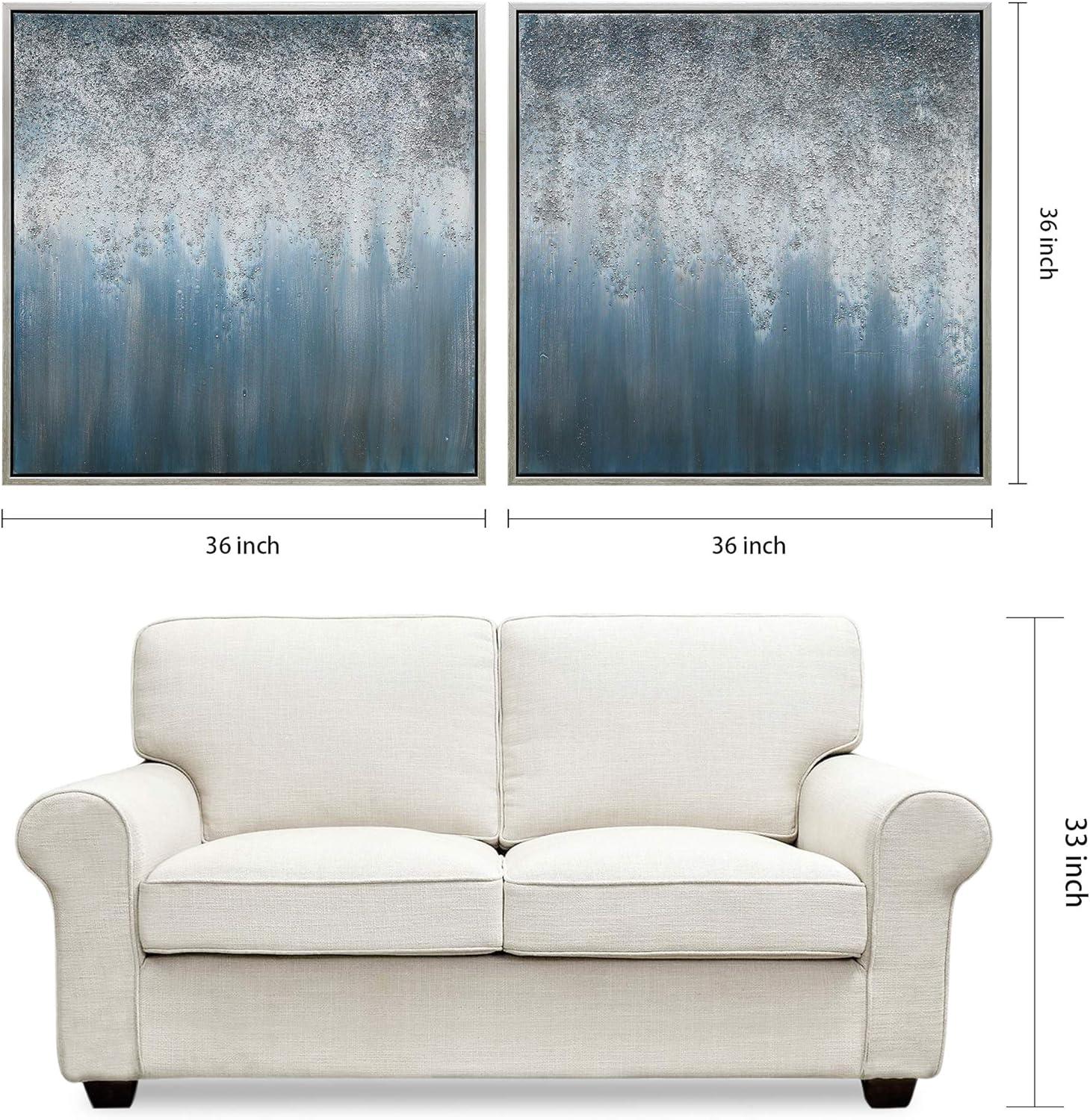 Empire Art Direct Blue Rain Textured Metallic Hand Painted Diptych Wall Art, 36" x 36" x 1.5" each, Ready to Hang