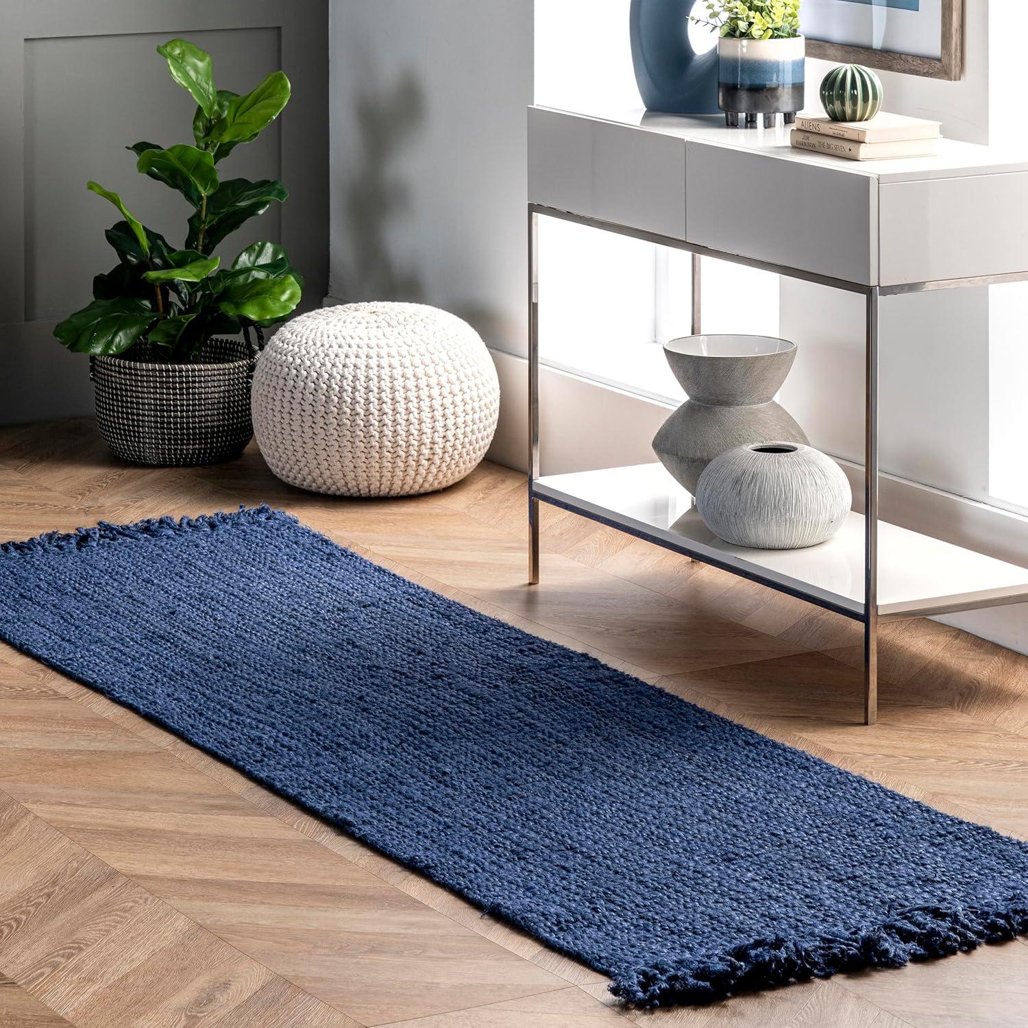 nuLOOM Daniela Chunky Jute Navy 3' x 5' Farmhouse Area Rug