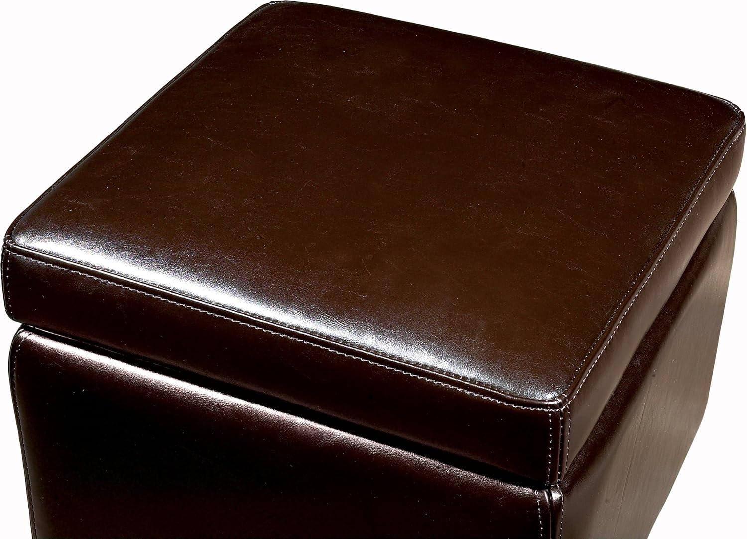 Full Leather Small Storage Cube Ottoman - Baxton Studio