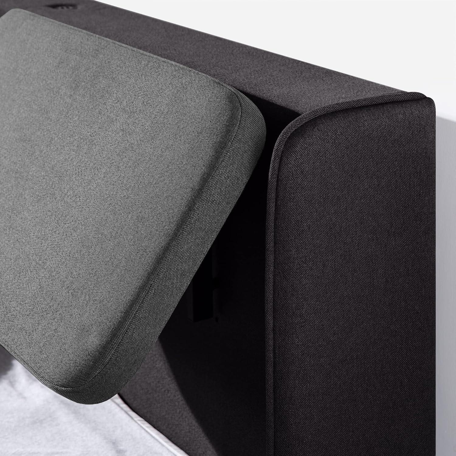 Zinus 39" Avery Platform Bed, Reclining Fabric Headboard and USB Ports, Beige, King