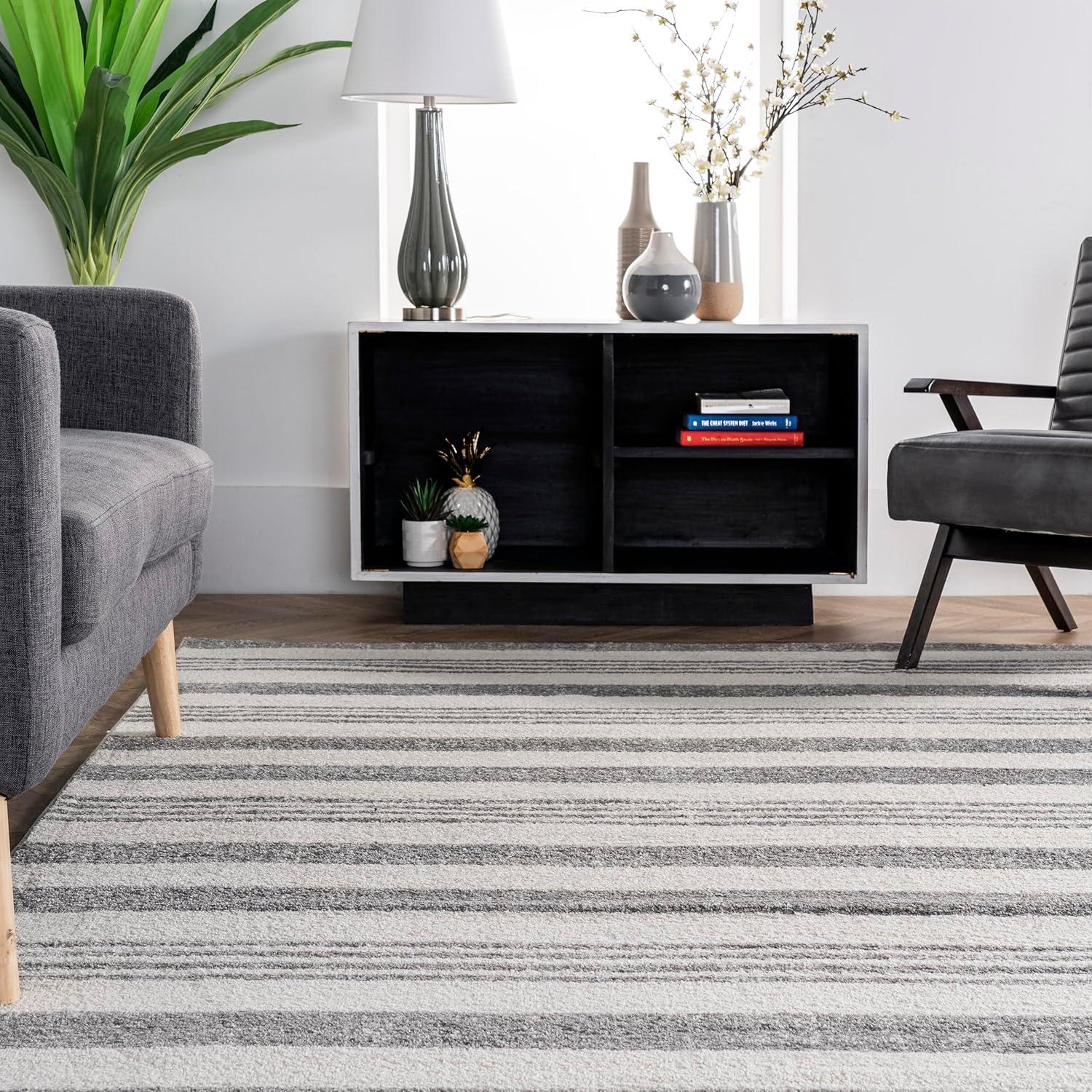 5'x8' Solid Loomed Area Rug Beige/Gray - nuLOOM: Contemporary Flat Pile, Stain-Resistant, Indoor Use, Polypropylene