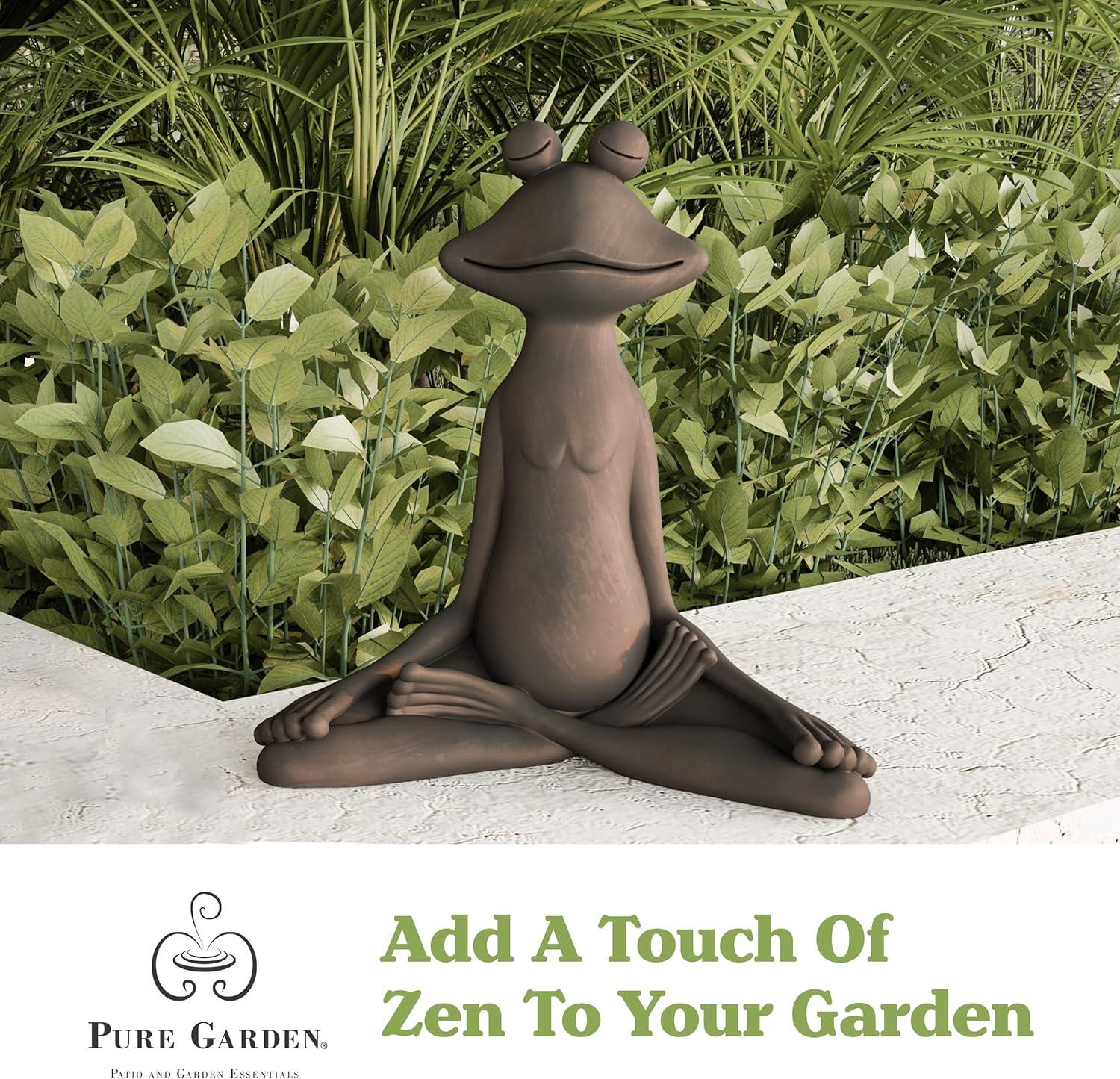 Pure Garden 50-LG1102 Meditating Frog Statue-Resin Zen Animal Yoga Figurine for Outdoor Lawn & Garden Decor