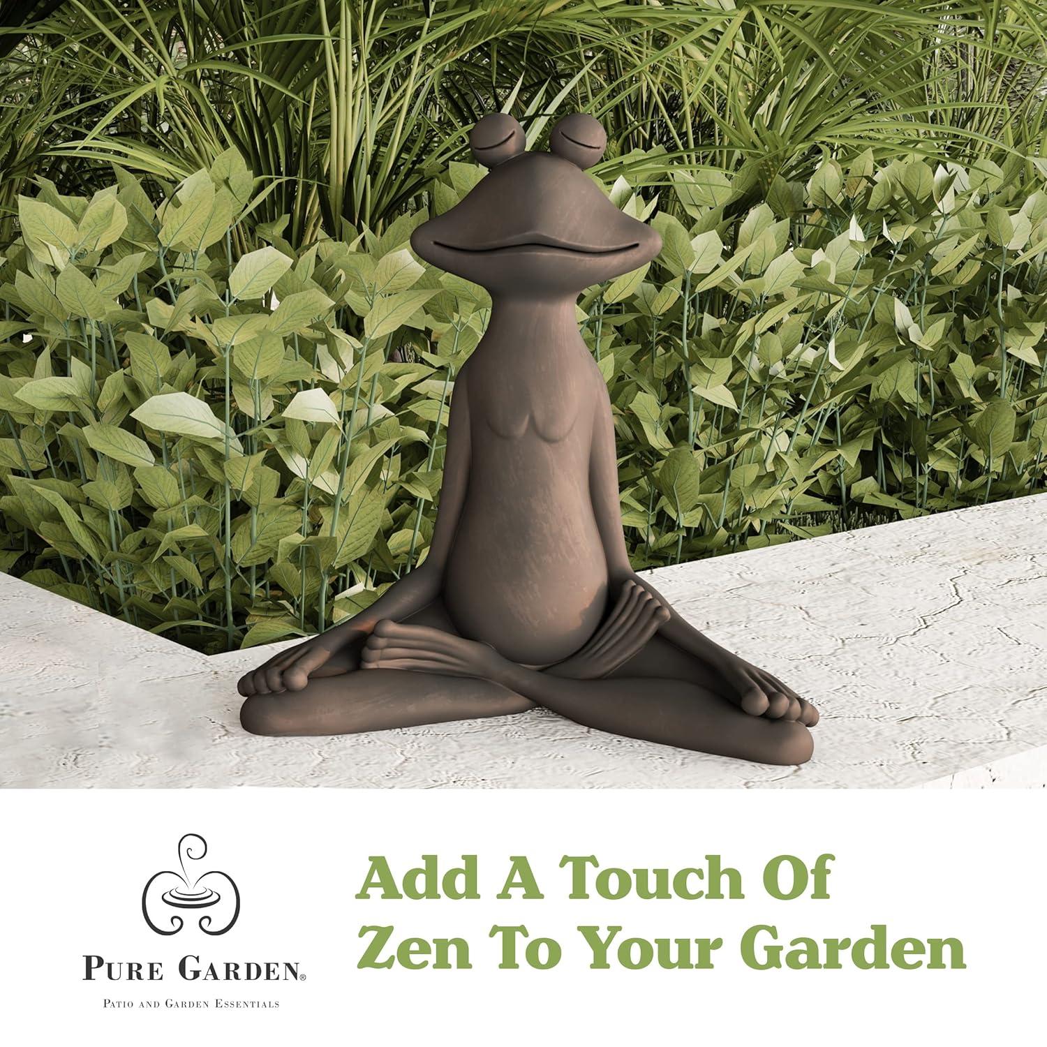 Pure Garden 50-LG1102 Meditating Frog Statue-Resin Zen Animal Yoga Figurine for Outdoor Lawn & Garden Decor