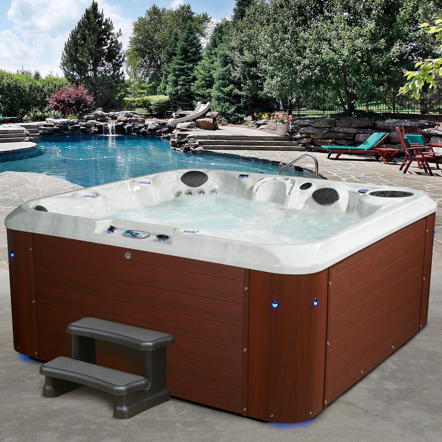 Amplified 100-Jet 6-Person Double-Lounger Spa w/Bluetooth, 3 Pumps by Aqualife by Strong Spas