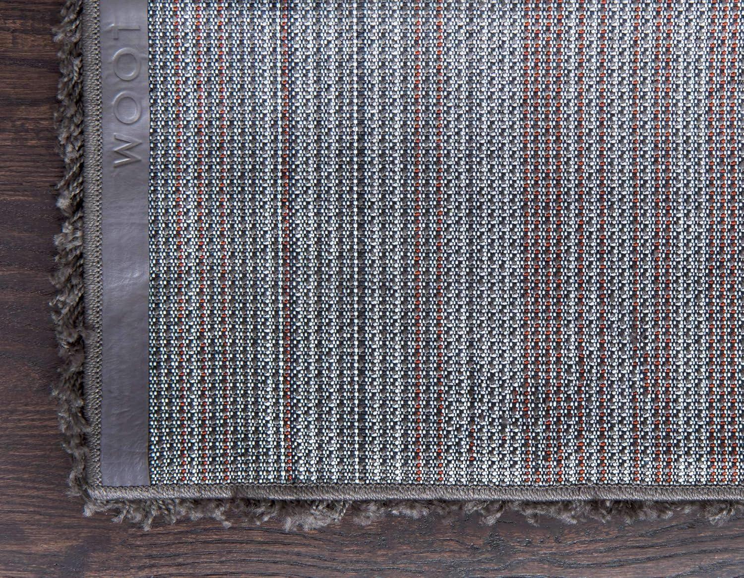 Unique Loom Solid Shag Rug Graphite Gray 6' 1" x 9' Rectangle Solid Modern Perfect For Living Room Bed Room Dining Room Office