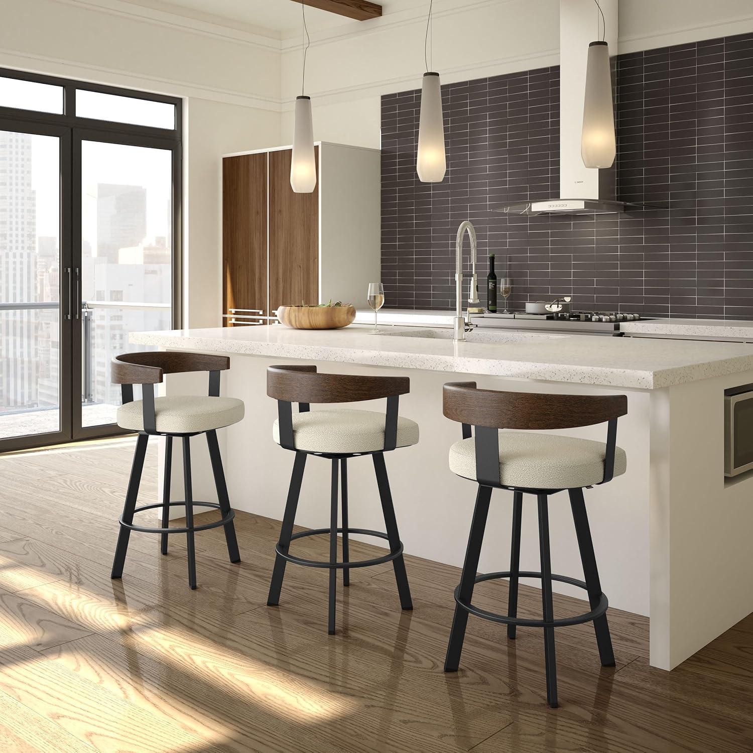 Amisco Lars Upholstered Barstool Cream/Black