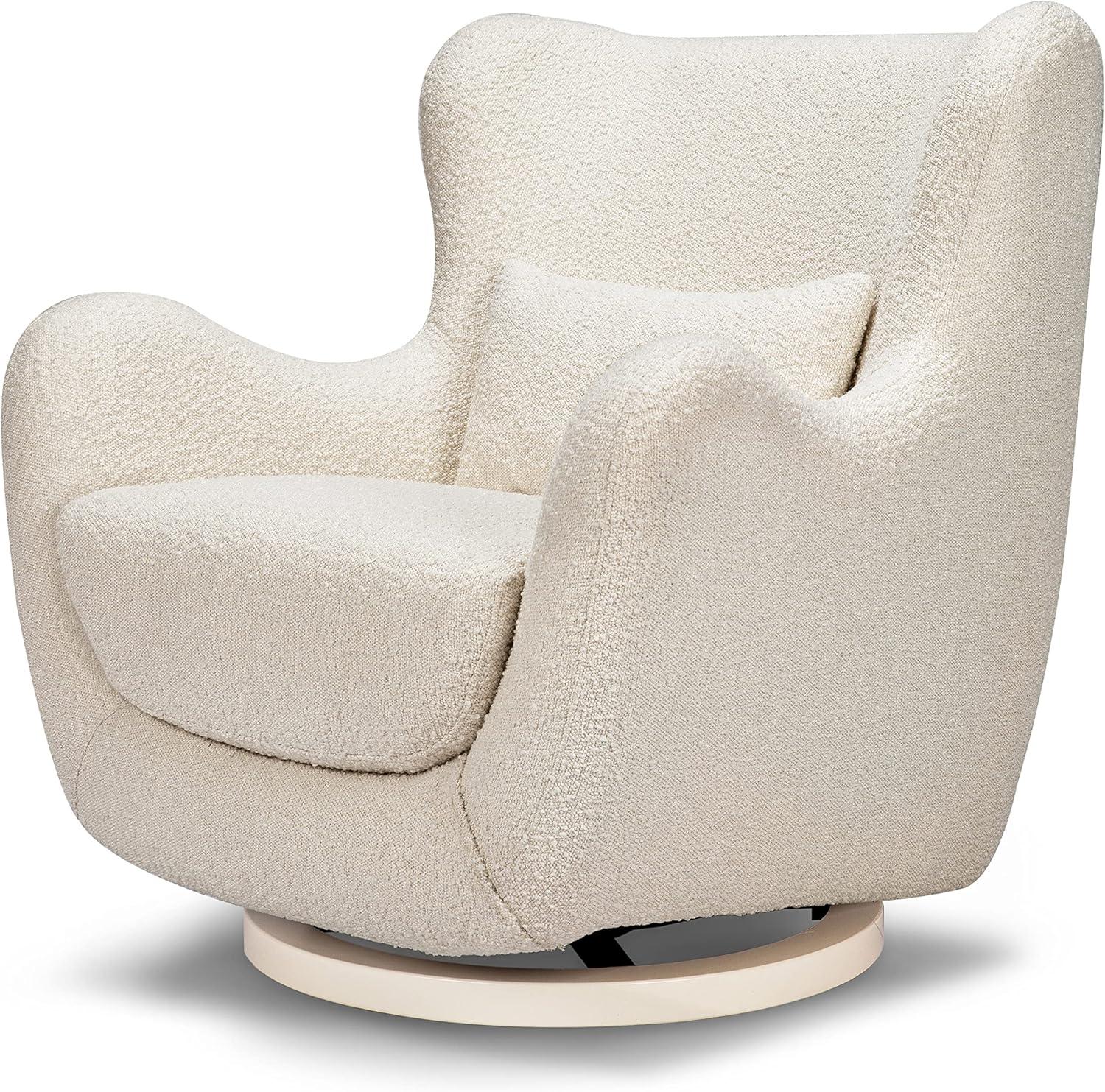 Babyletto x Nursery Works Solstice Ivory Boucle Nursery Glider Chair with Ivory Wood Base