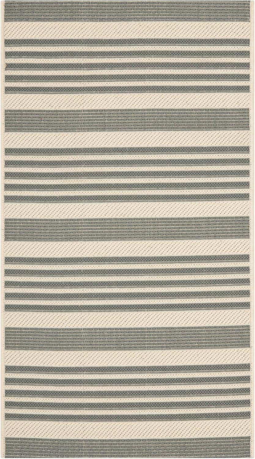 Contemporary Grey Stripe Indoor/Outdoor Easy-Care Rug - 2'7" x 5'