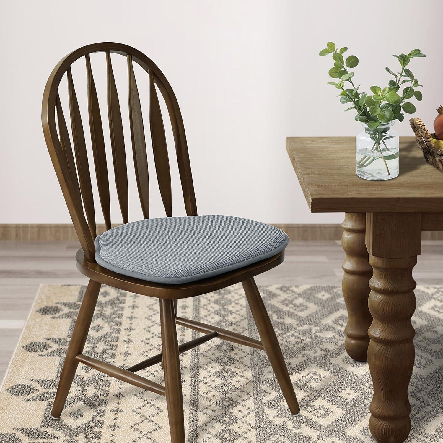 Shinnwa Chair Cushions Set of 4 Seat Cushions Soft Velvet Non Slip Chair Pads for Kitchen Dining Chairs 15 x 16 inch, Gray