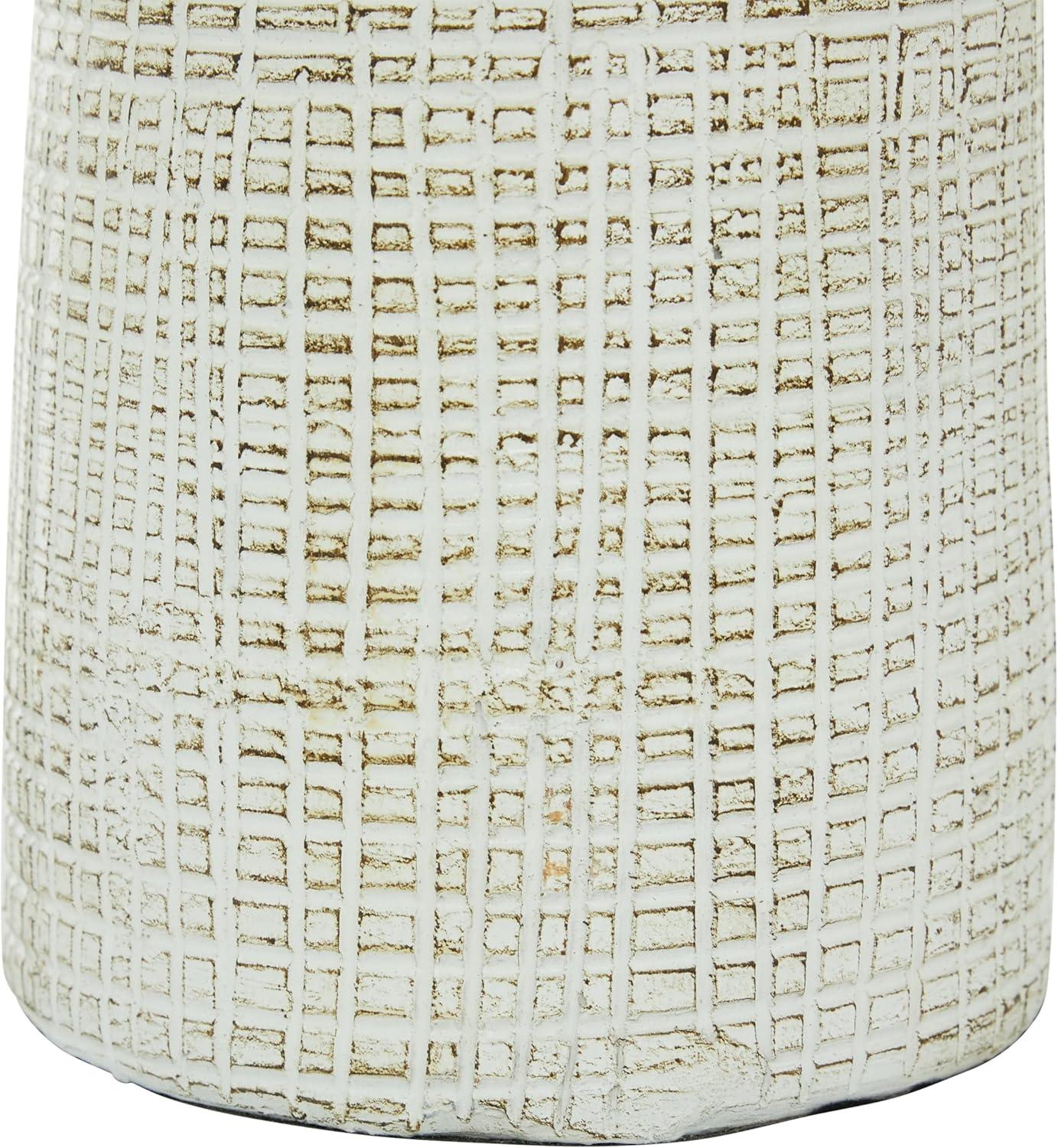 17" x 7.5" Terracotta Vase White - Olivia & May: Coastal Style, Indoor Ceramic, Round Amphora