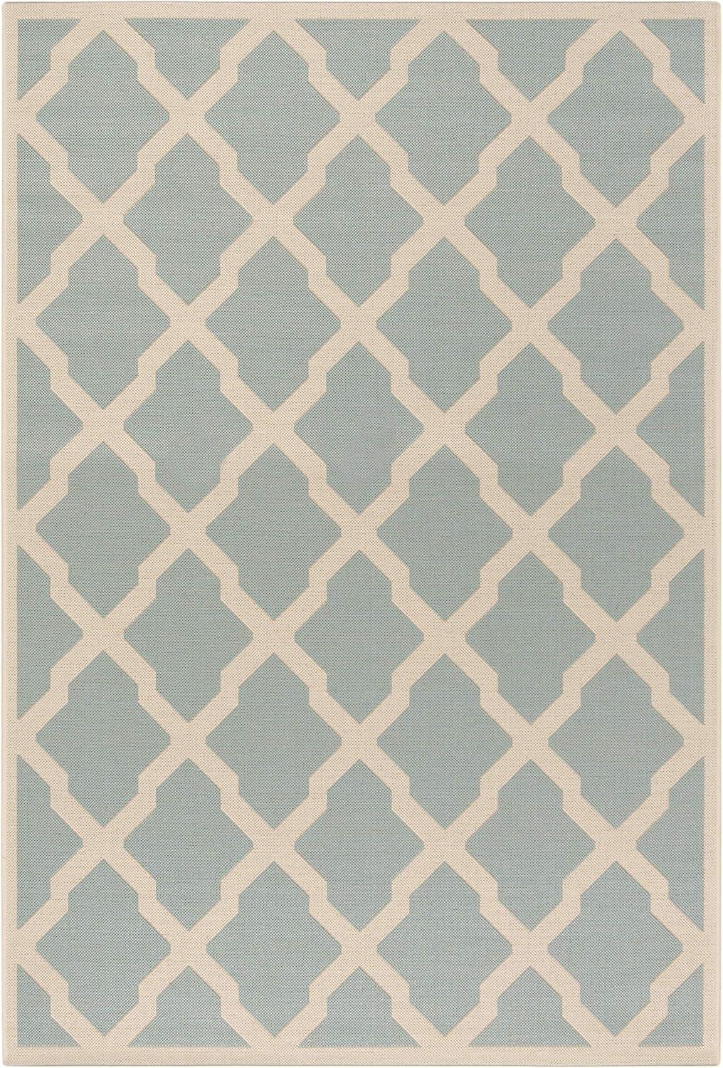 Beach House BHS122 Power Loomed Indoor/Outdoor Area Rug - Aqua/Cream - 4'x6' - Safavieh