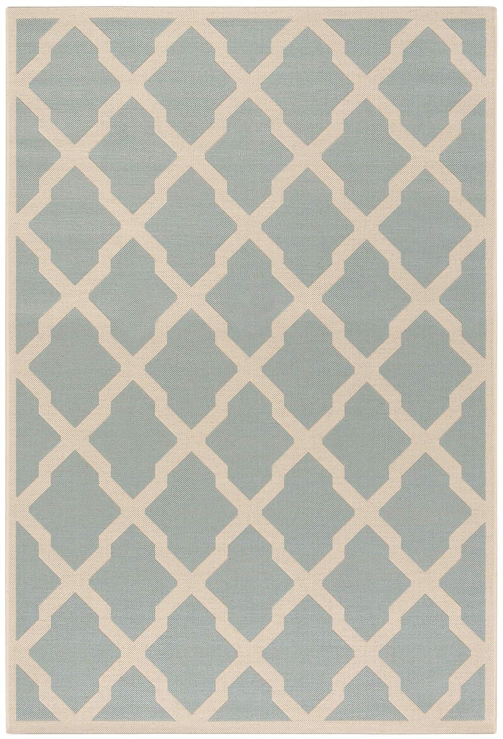 Beach House BHS122 Power Loomed Indoor/Outdoor Area Rug - Aqua/Cream - 4'x6' - Safavieh