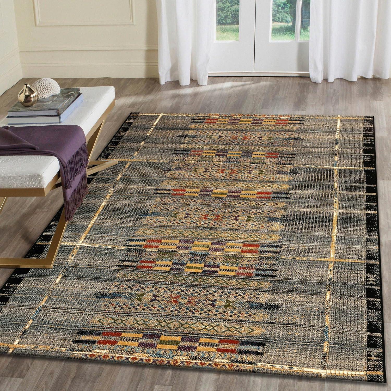 Liora Manne Marina Stripe Indoor/Outdoor Rug Black 7'10" x 9'10"
