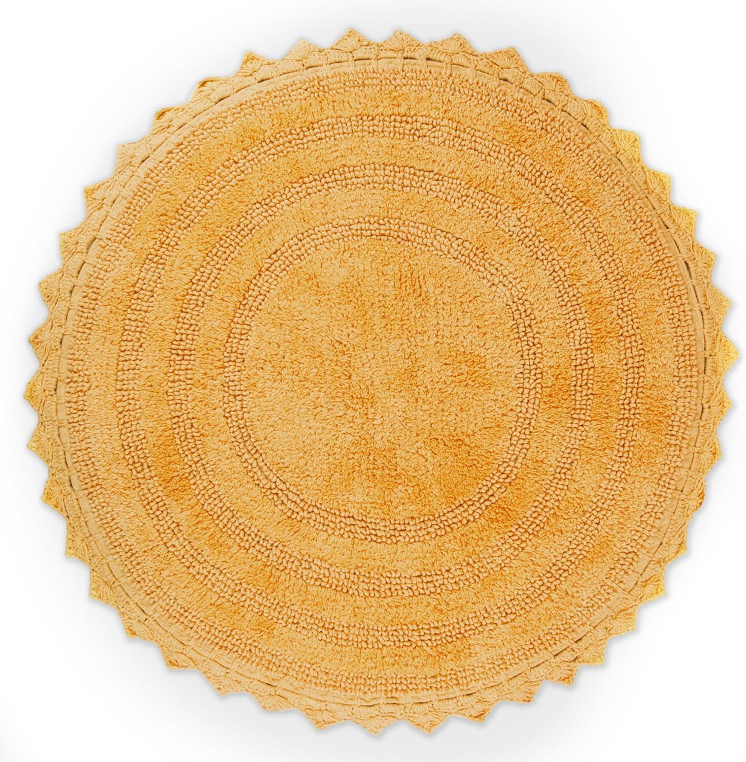 Design Imports Yellow Round Crochet Bath Mat