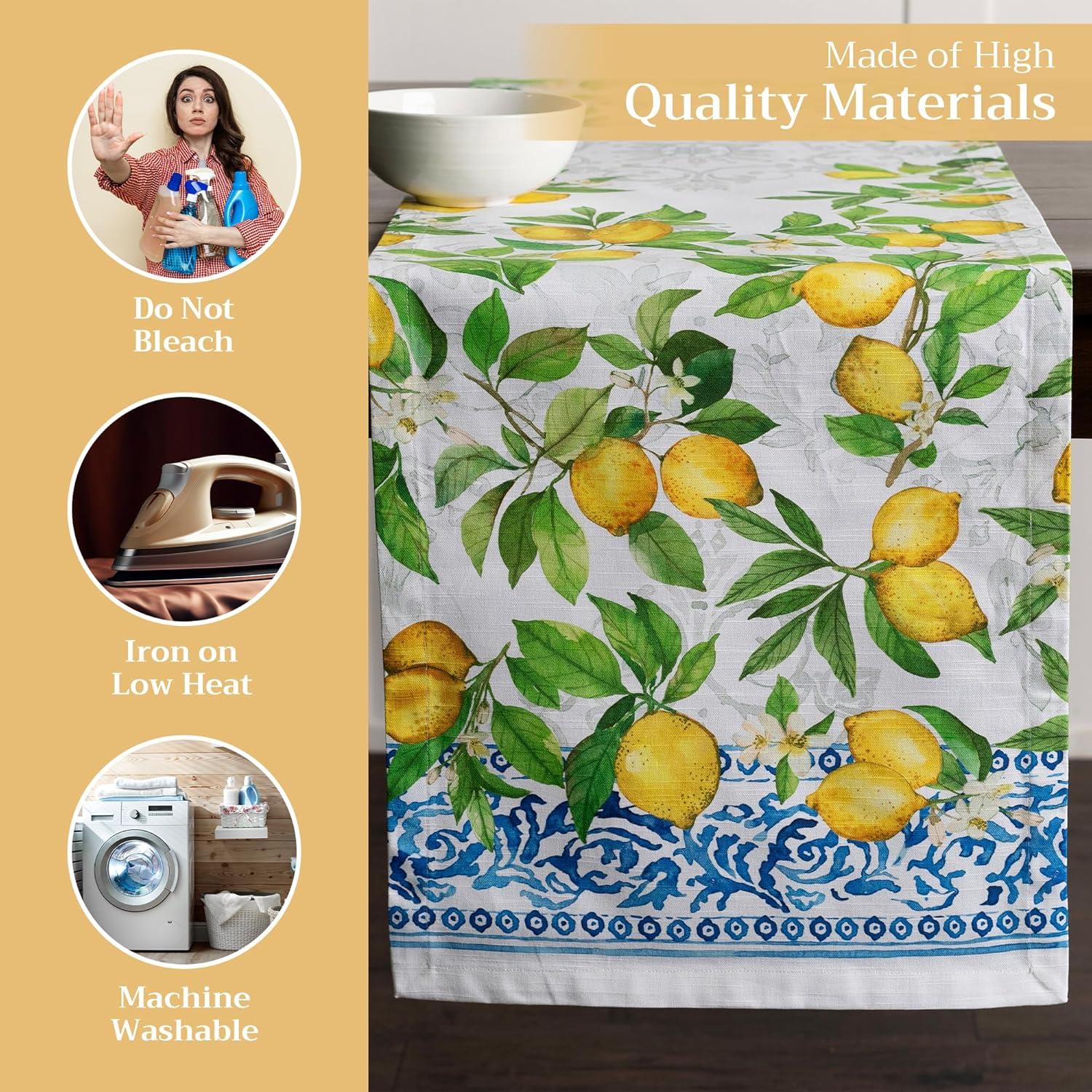 Design Imports Lemon Bliss Print Outdoor Table Runner 14X108 Inches