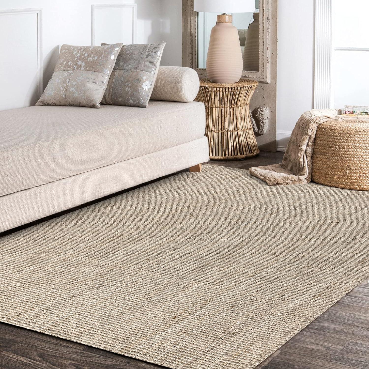 3'x5' Pata Hand Woven Chunky Jute Area Rug, Light Ivory - JONATHAN Y