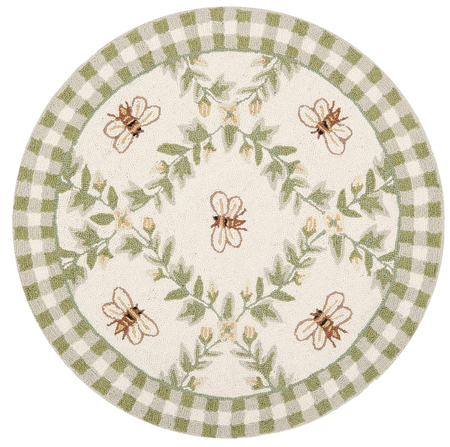 Chelsea HK55 Hand Hooked Accent Rug - Ivory/Green - 3' Round - Safavieh.