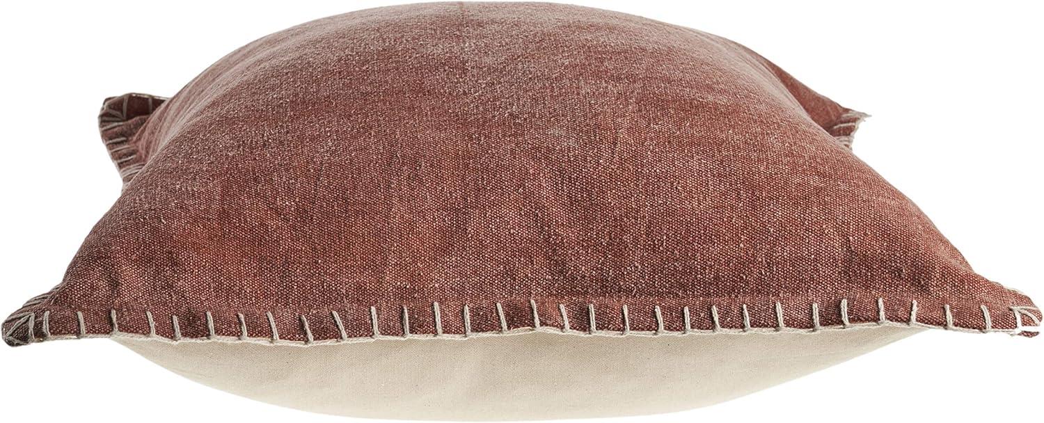 Ox Bay Embroidery Edges Throw Pillow, Brown, 24 in. Square, Count per Pack 1