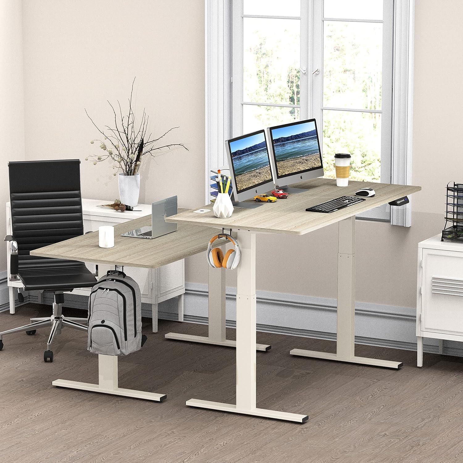 Maple 55-Inch Electric Adjustable Height Standing Desk