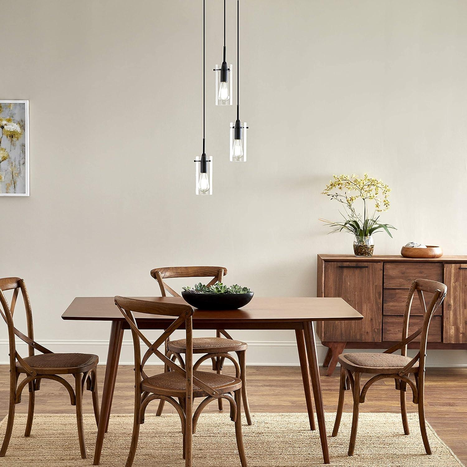 Linea di Liara Effimero 3-Light Cluster Pendant Lights Stairwell Lighting Small Chandelier Black Modern Chandelier Light Fixture Foyer Chandeliers Entryway High Ceiling Staircase Lights