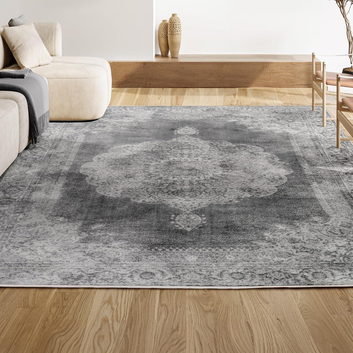 3'x5' Rosalia Cottage Medallion Area Rug, Gray/Dark Gray - JONATHAN Y