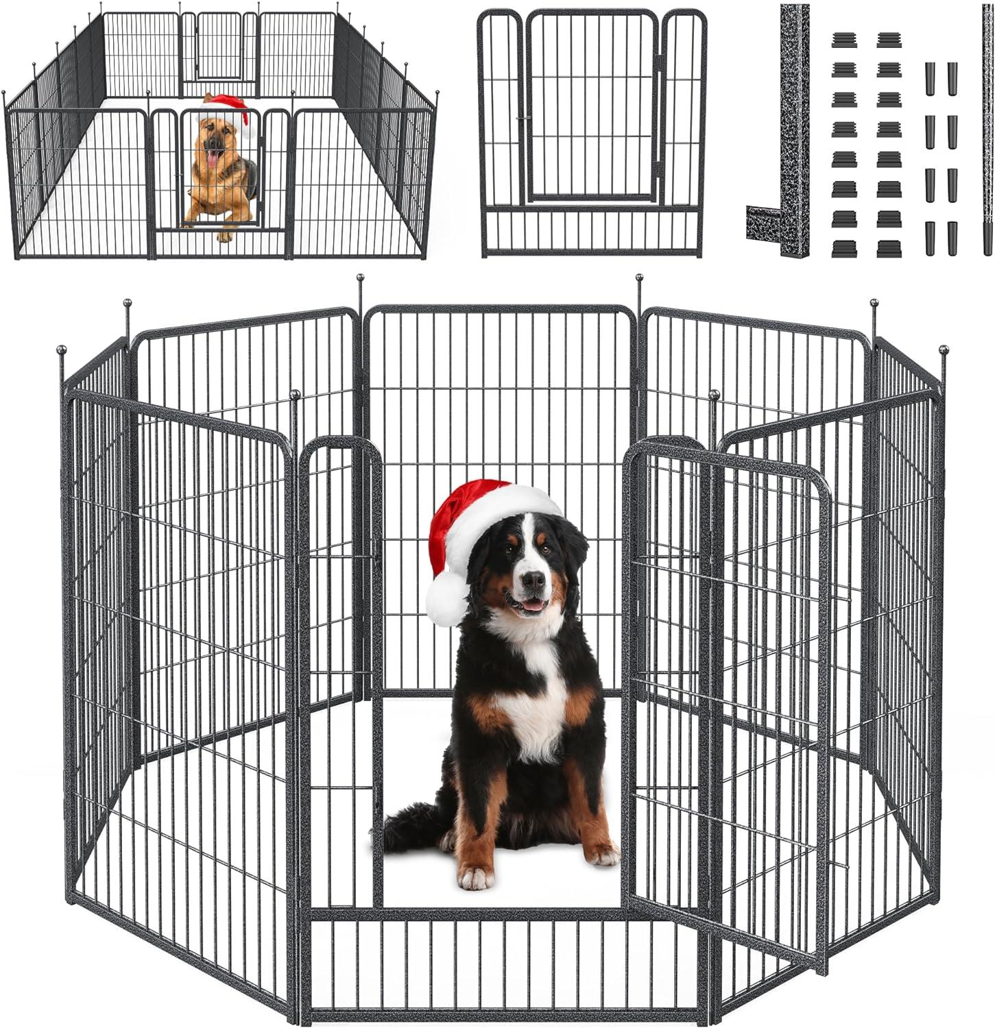 Mr Ironstone Dog Playpen with Anti-Rust Coating,  Dog Pen Indoor/Outdoor Pet Playpen for Foldable Dog Exercise Pens