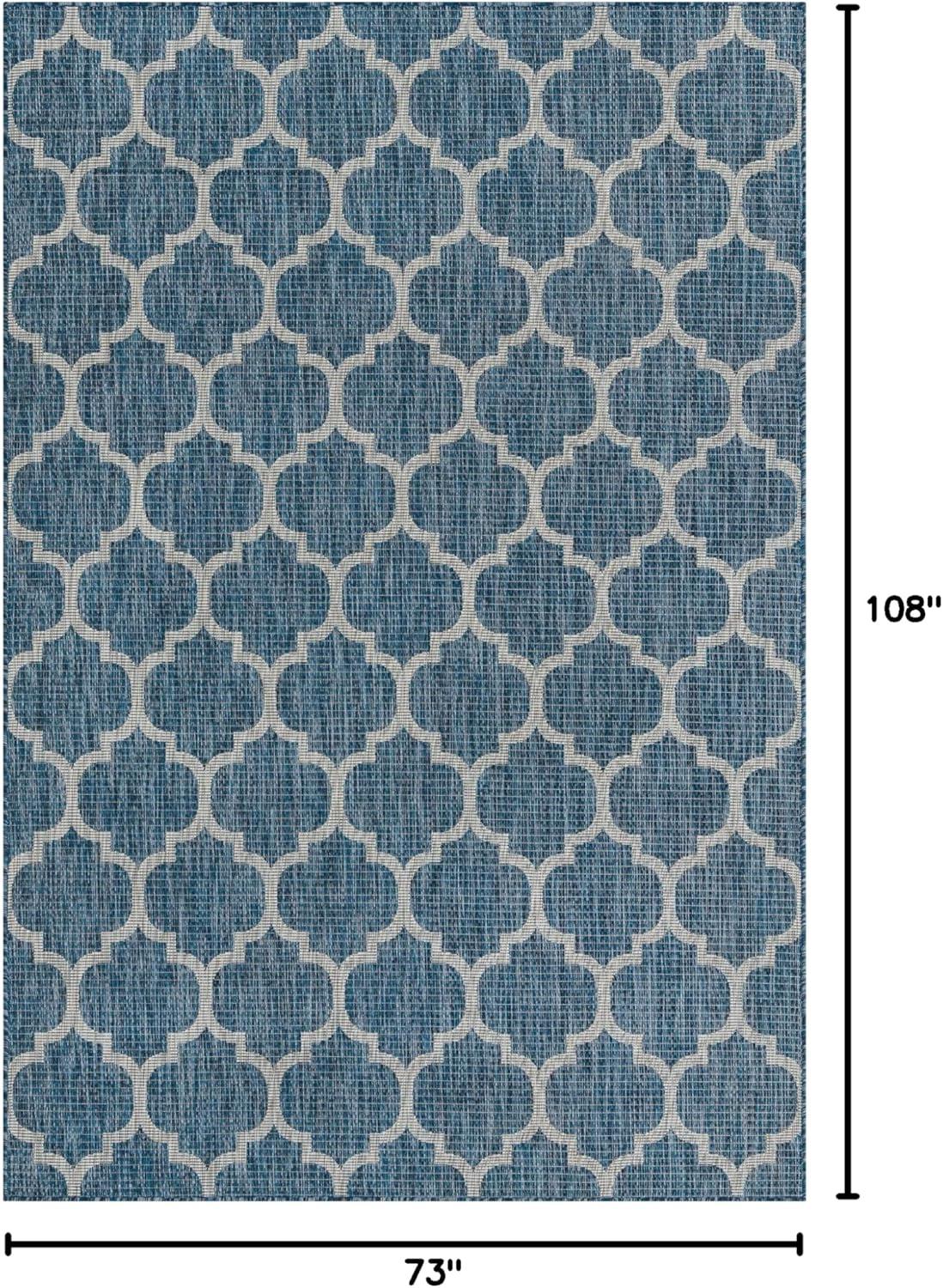 Unique Loom 6' 1 x 9' 0 Rectangle Indoor/Outdoor Trellis Navy Blue Area Rug