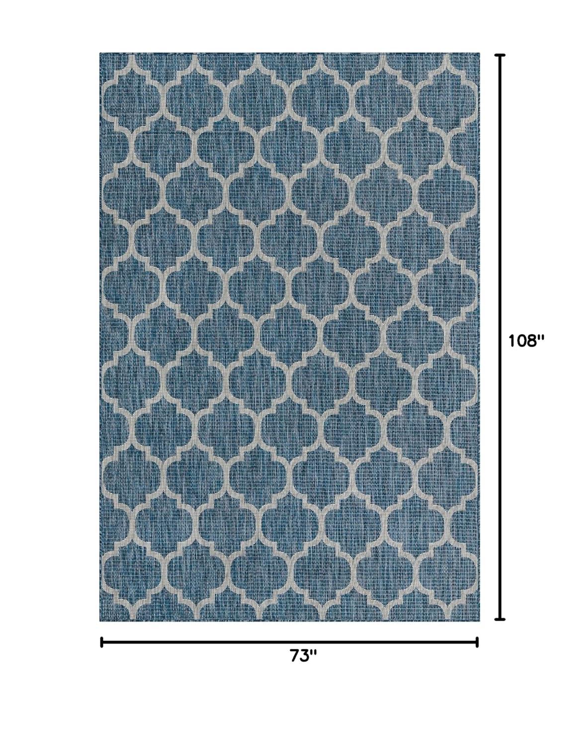 Unique Loom 6' 1 x 9' 0 Rectangle Indoor/Outdoor Trellis Navy Blue Area Rug