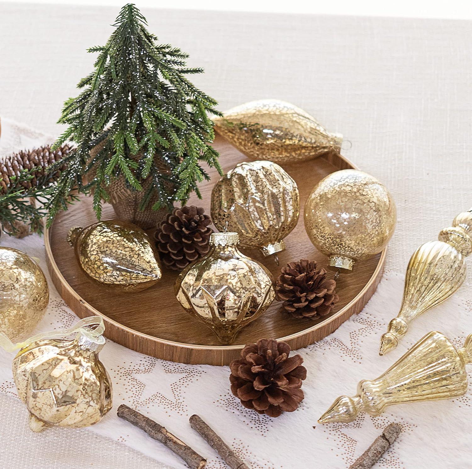 KI Store Mercury Glass Christmas Ornaments Set of 8 Pink Christmas Balls Finials for Christmas Tree Decoration Holiday Décor