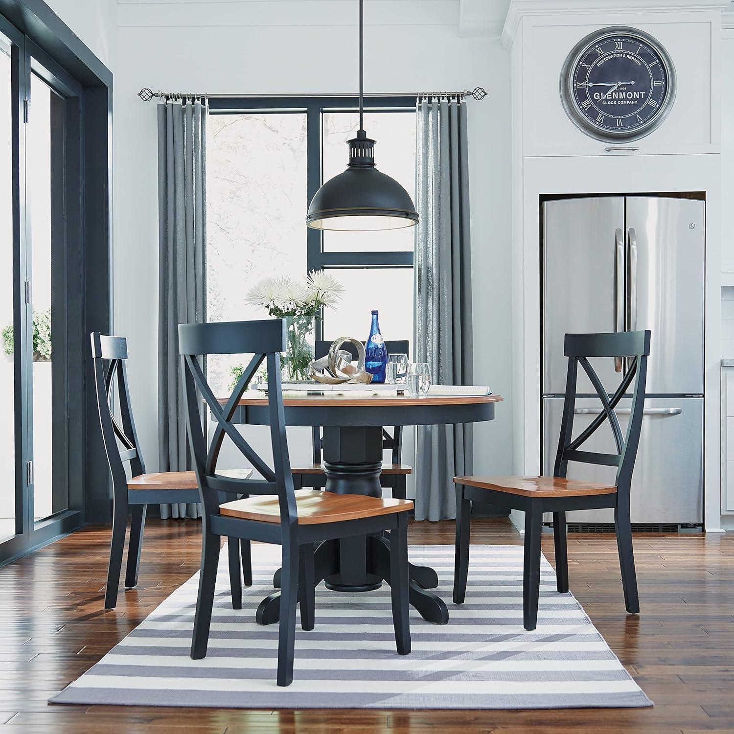 Homestock Boldly Bohemian Black Wood 5 Piece Dining Set