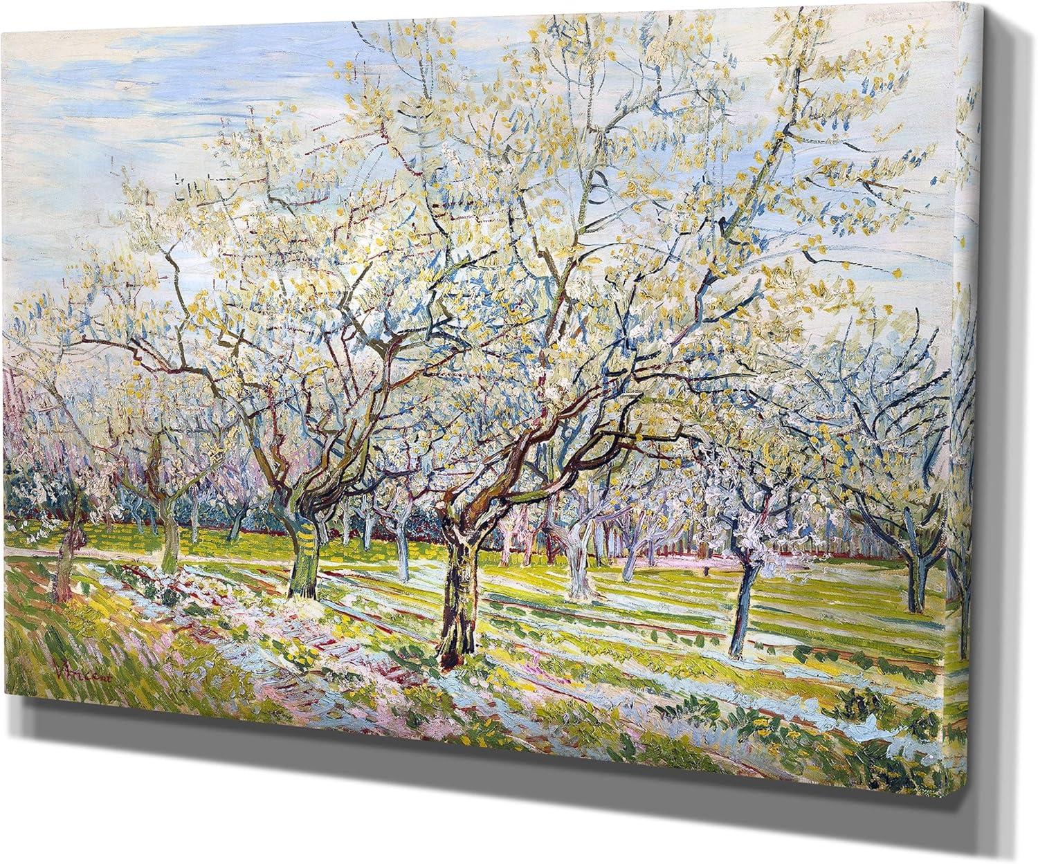 Vincent Van Gogh Blossoming Trees Canvas Wall Art, 19x28