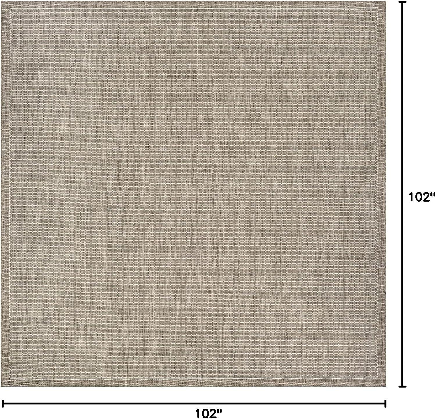 Couristan Recife Saddle Stitch Indoor /Outdoor Area Rug, Champagne- Taupe, 8'6" Square
