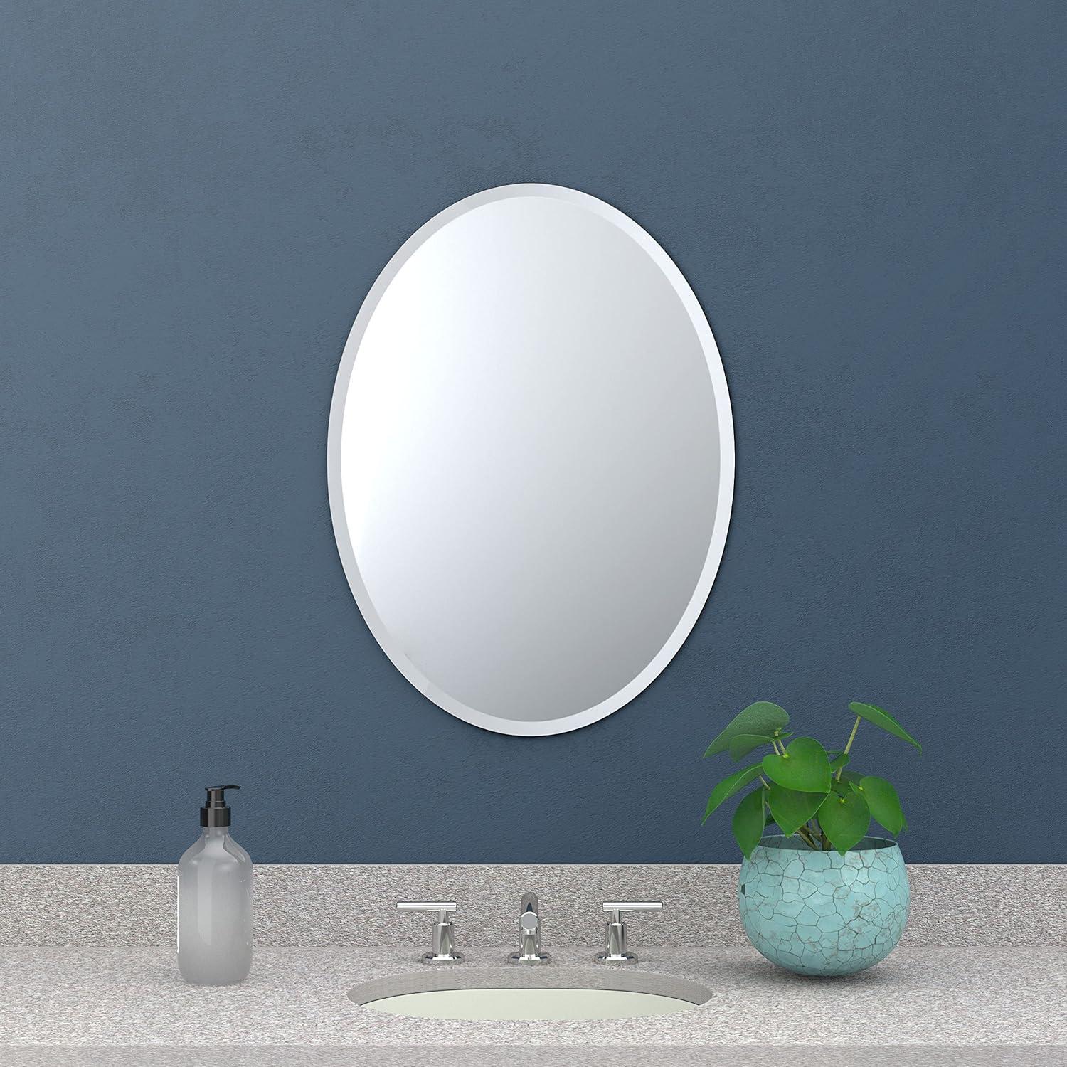 Flush Mount 26.5"H Frameless Oval Mirror