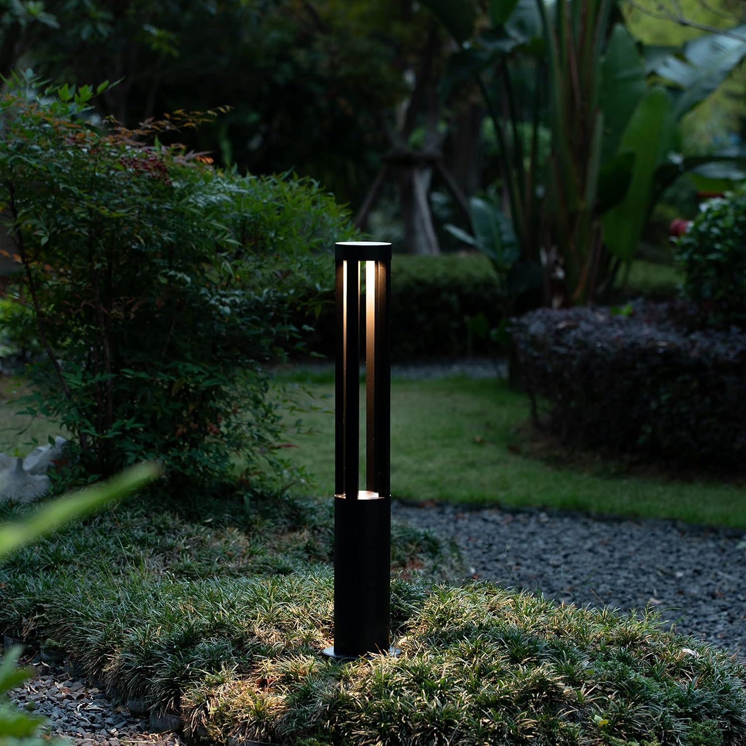 Gardenised Black Integrated LED Metal Bollard Light