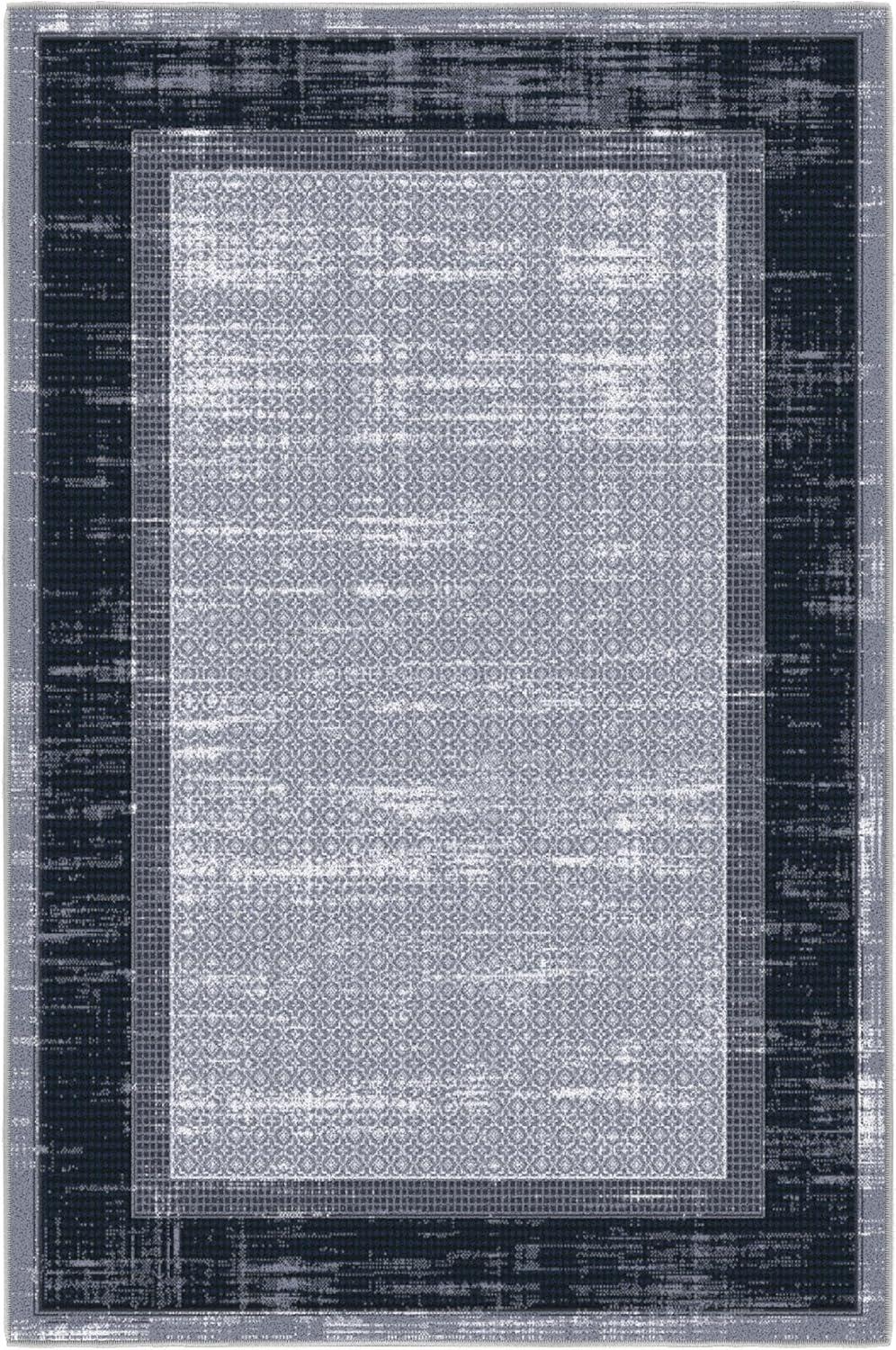 Non-Slip Bordered Area Rug For Living Room, Hallway Runner, Entryway Rug
