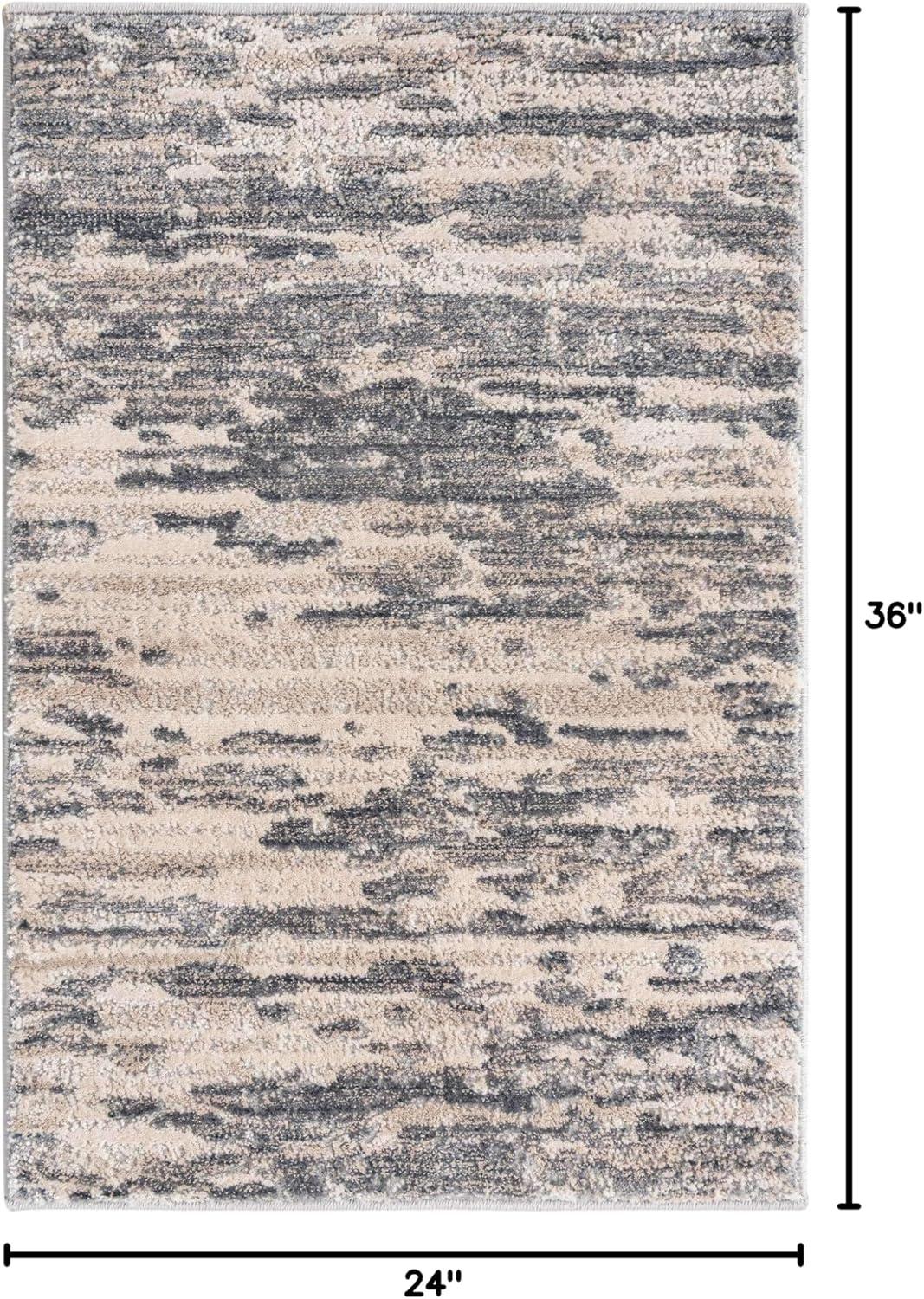 Unique Loom Oasis Collection Area Rug - Water (2' x 3' Rectangle Gray/Ivory)