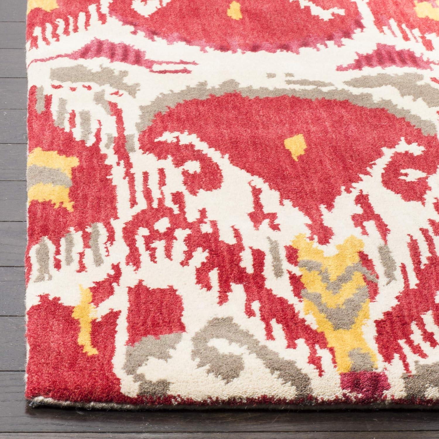 SAFAVIEH Ikat Coco Southwestern Wool Area Rug, Ivory/Red, 2' x 3'