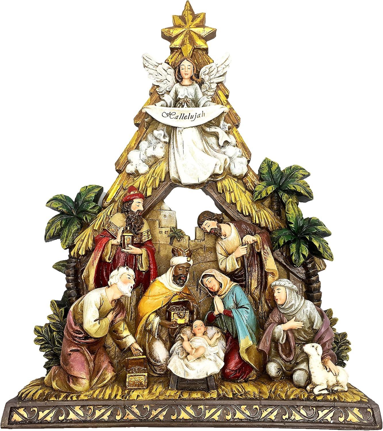 10.5" Resin Tabletop Nativity Scene with Holy Family and Wise Men