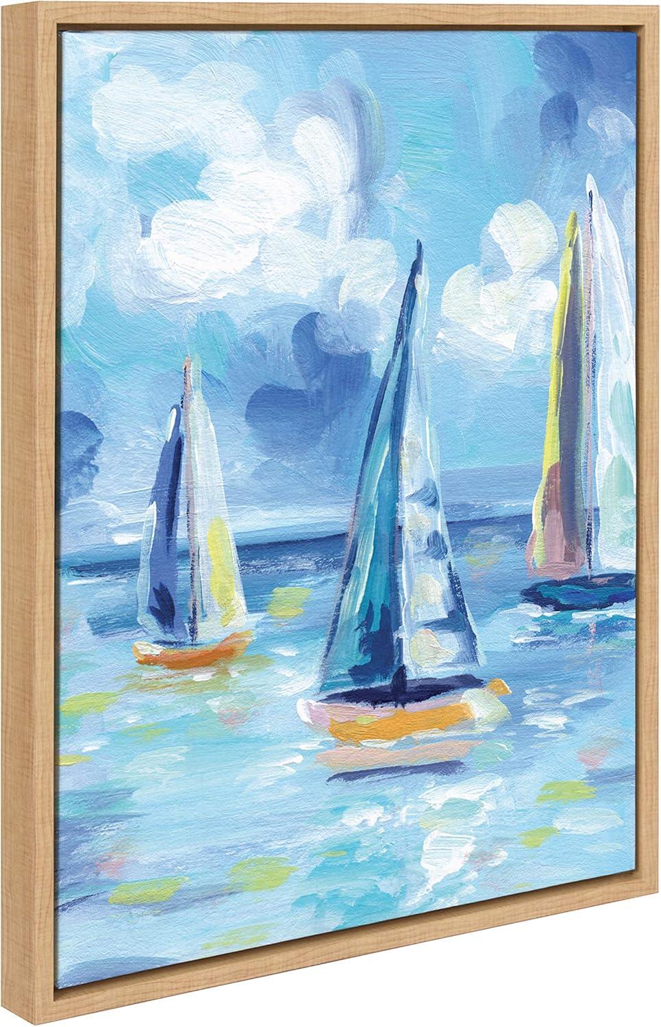 18" x 24" Sylvie Come Sail Away Framed Canvas by Rachel Christopoulos Natural - Kate & Laurel All Things Decor